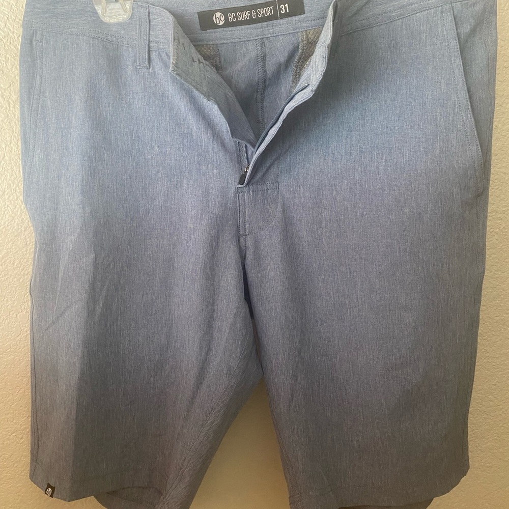 Men's BC SURF & SPORT Light Blue Flat Front hybrid shorts
